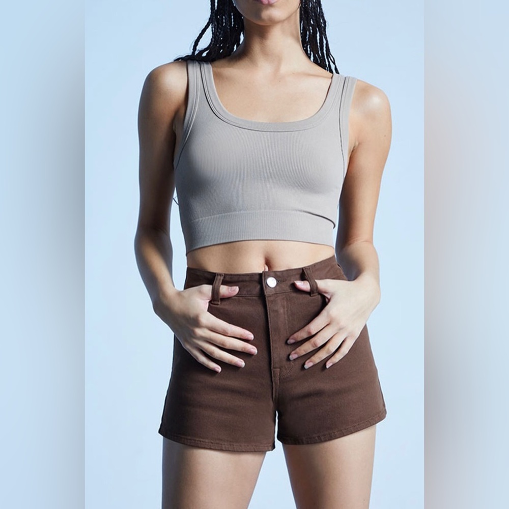 PacSun Brown Stretch High Waisted Denim Shorts